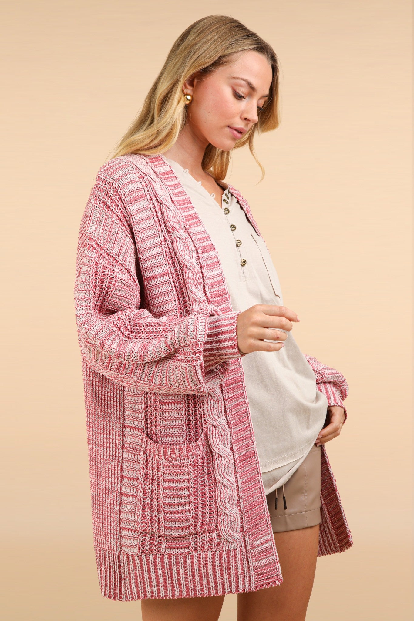 VERY J Cable Knit Cardigan