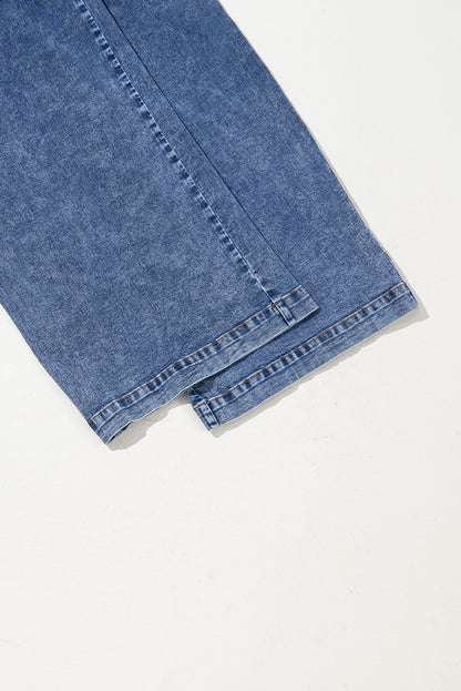 Blue Mineral Washed Denim Overalls