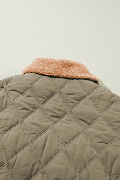 Plush Teddy Collar Jacket – Cozy, Quilted Design with Flap Pockets