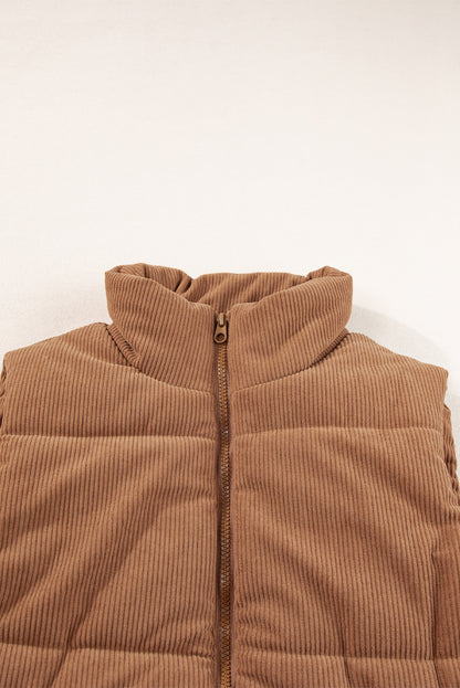 Coffee Corduroy Vest Coat