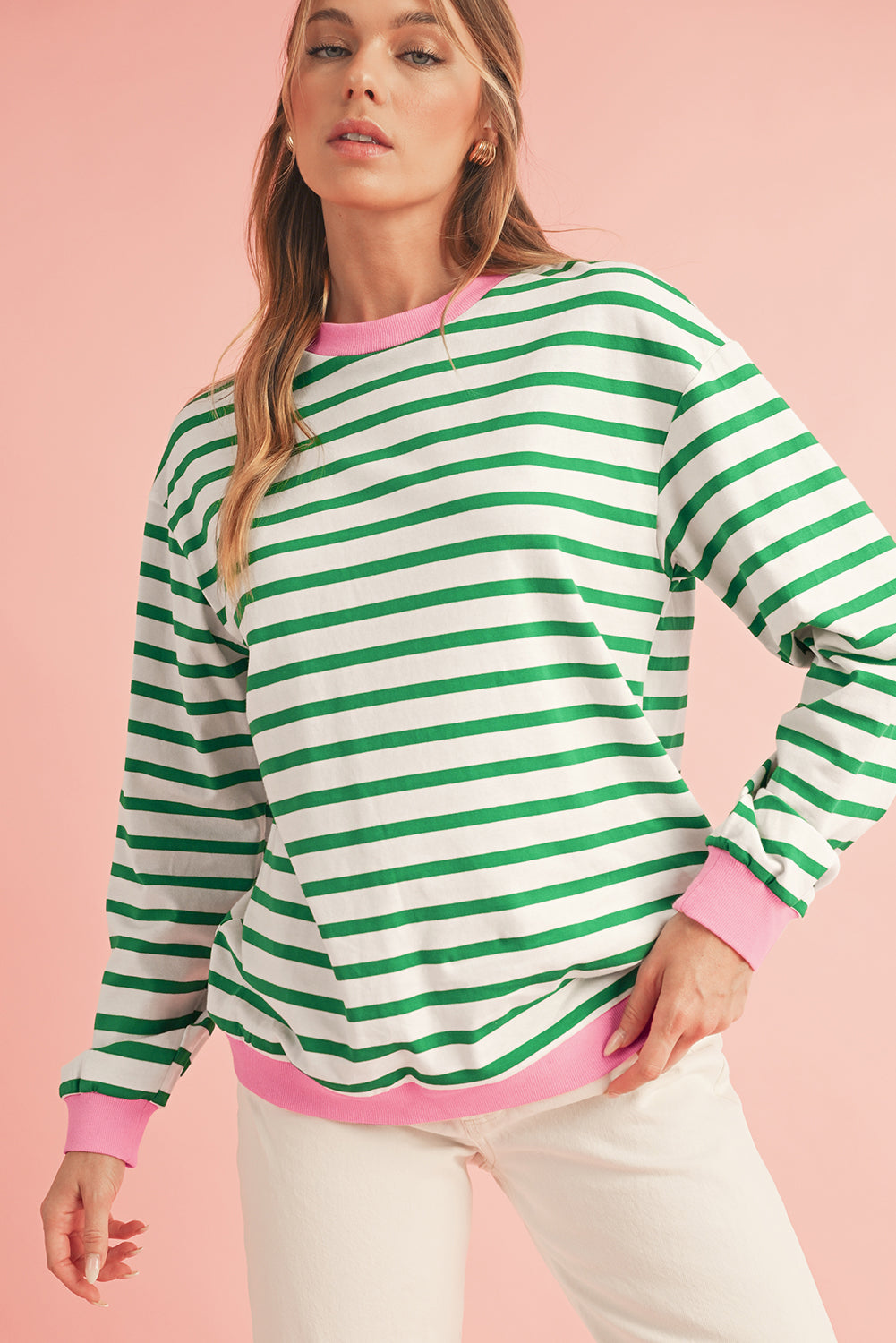 Bright Green Striped Top