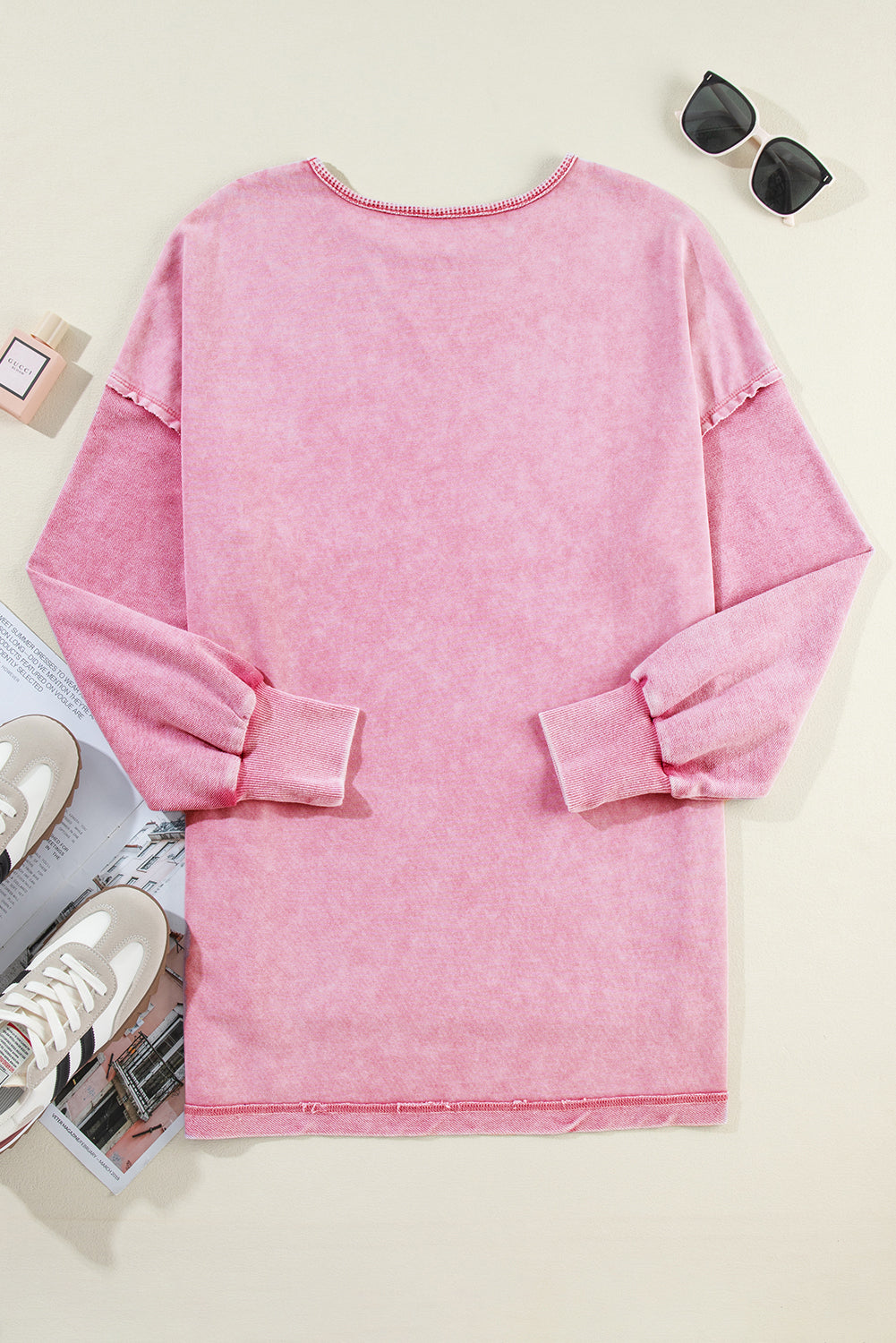 Strawberry Pink Mineral Wash Oversized Sweatshirt