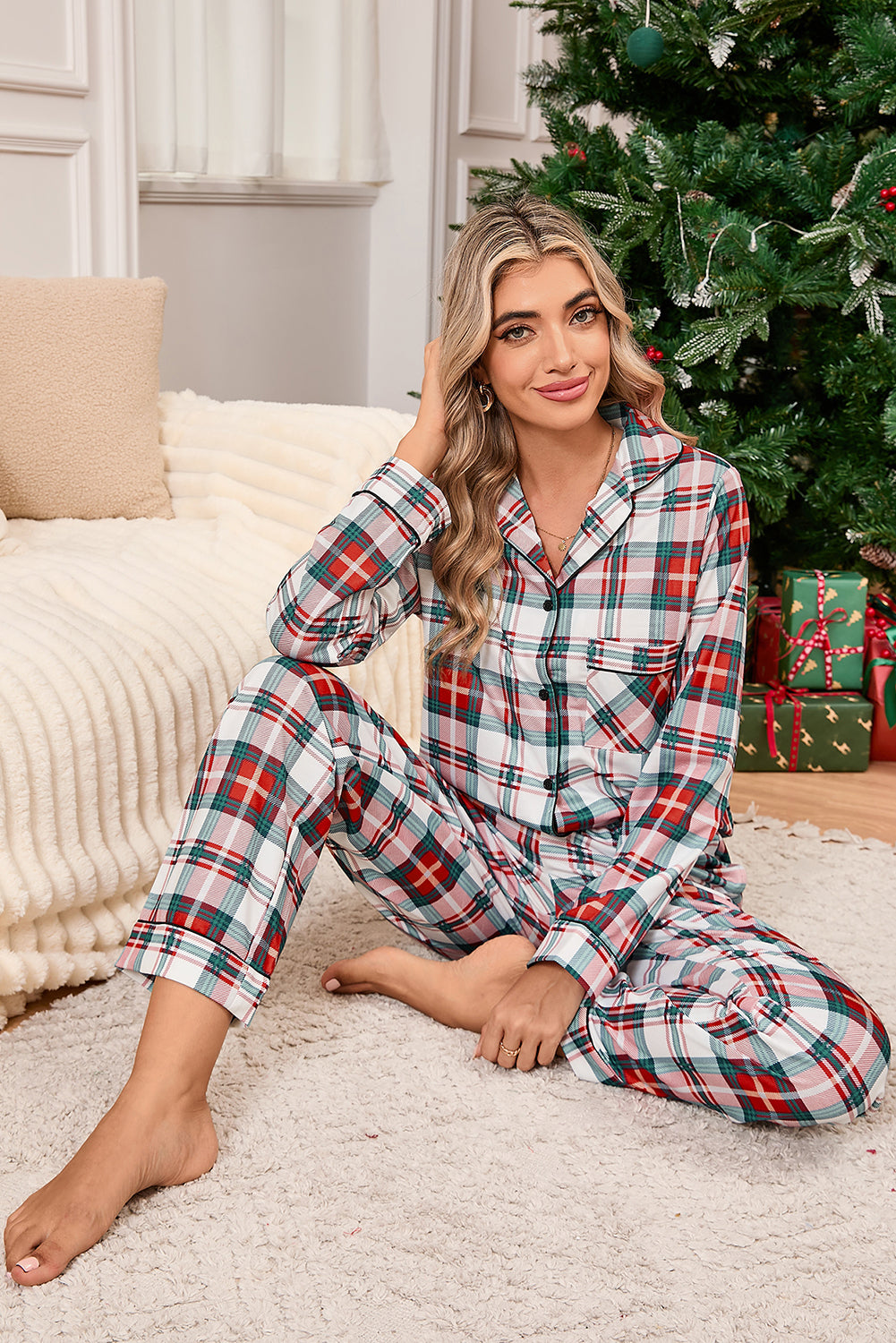 Red Christmas Plaid Pajama Set