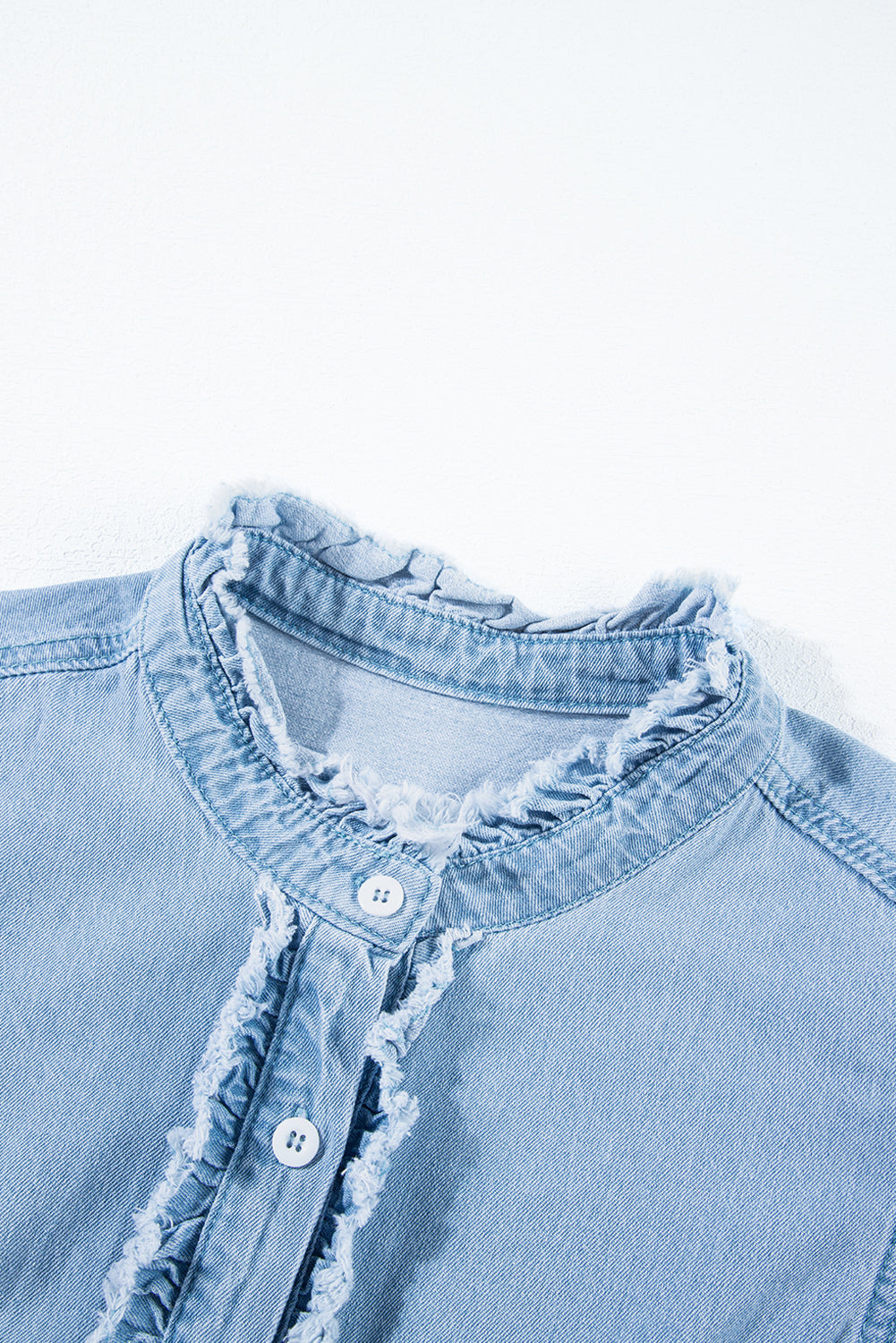 Beau Blue Frayed Denim Top