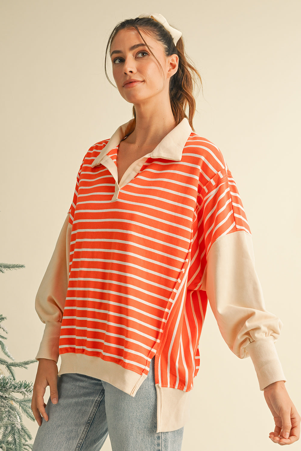 Orange Striped Sweatshirt