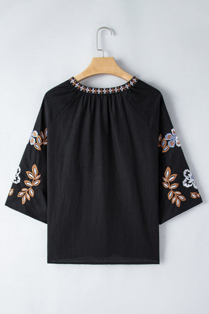 Black Floral Blouse