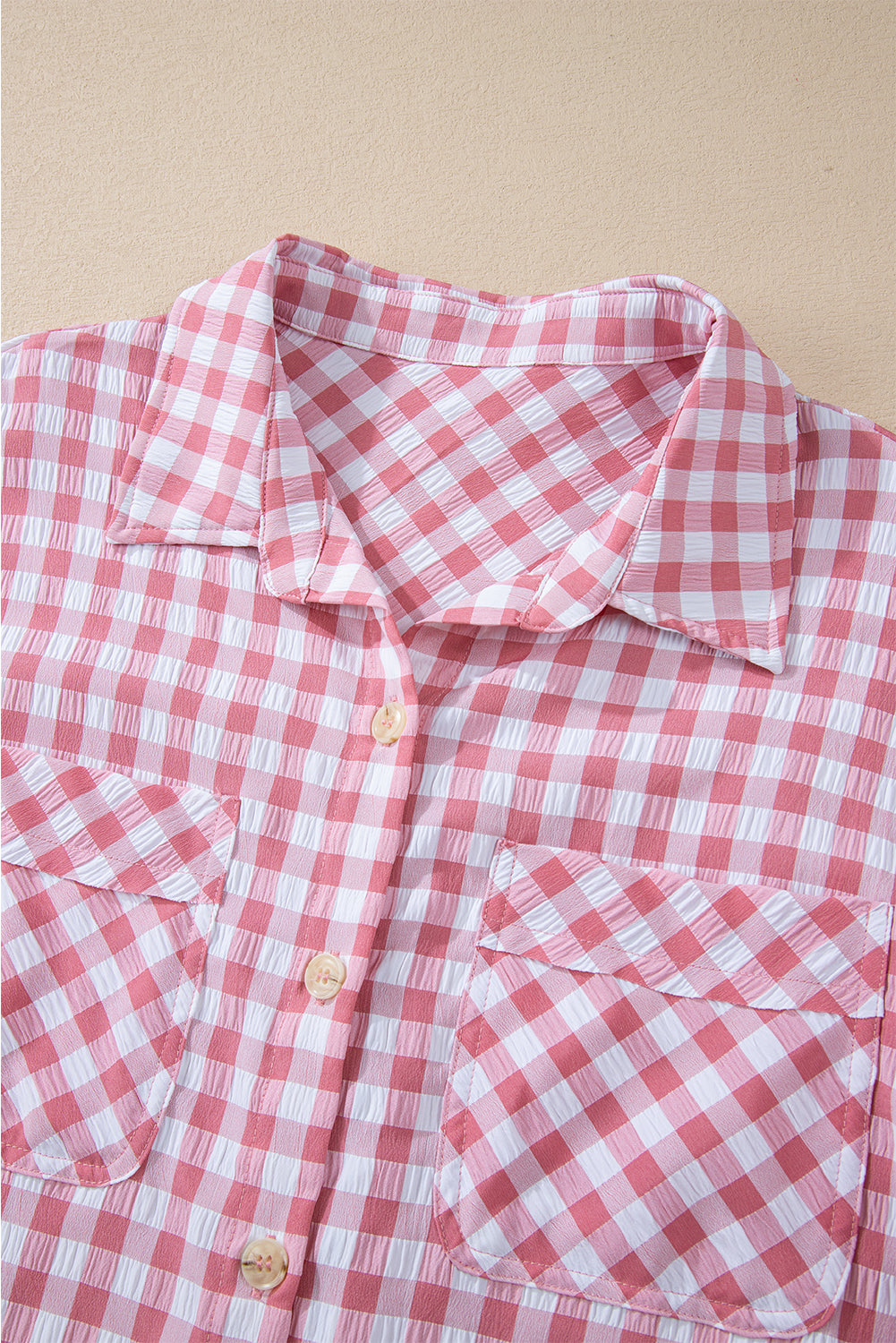 Pink Gingham Print Shirt