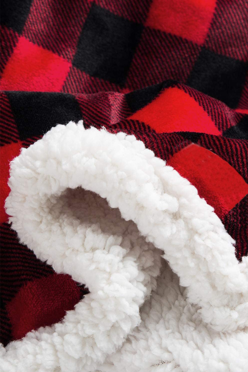 Fiery Red Plaid Print Sherpa Throw Blanket