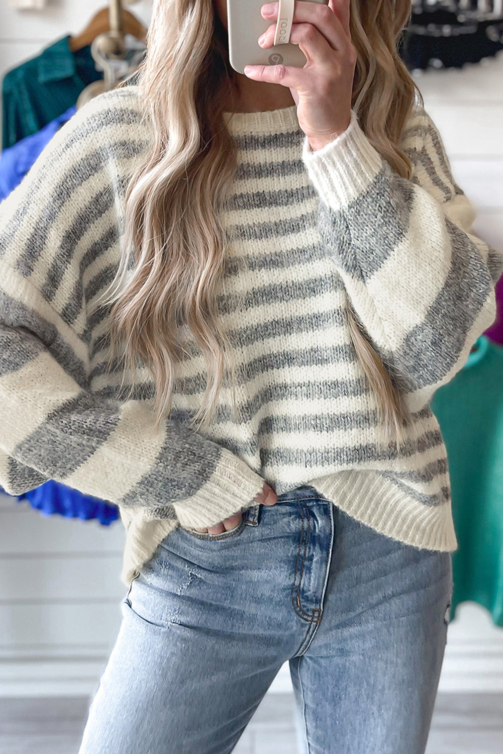 Gray Striped Sweater