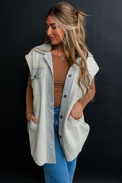 Light Grey Patchwork Jacket Vest