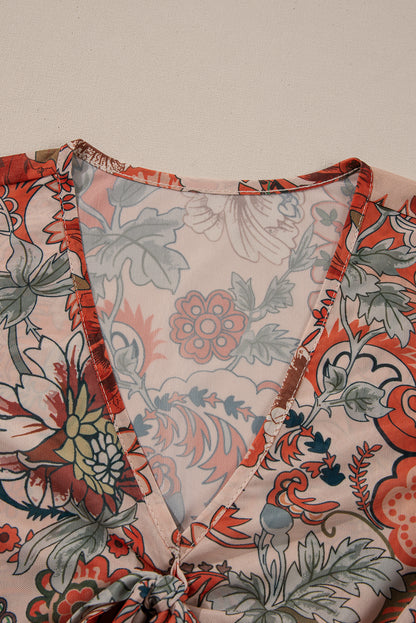 Orange Floral Blouse