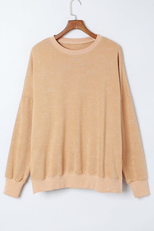 Khaki Plain Oversized Sweatshirt