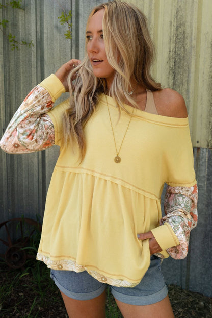 Yellow Floral Babydoll Blouse