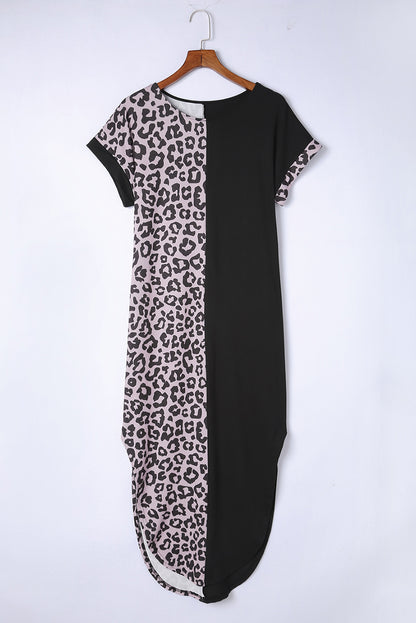 Black Leopard T-Shirt Dress