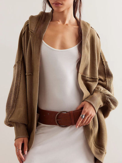 Exposed Seam Hooded Cardigan