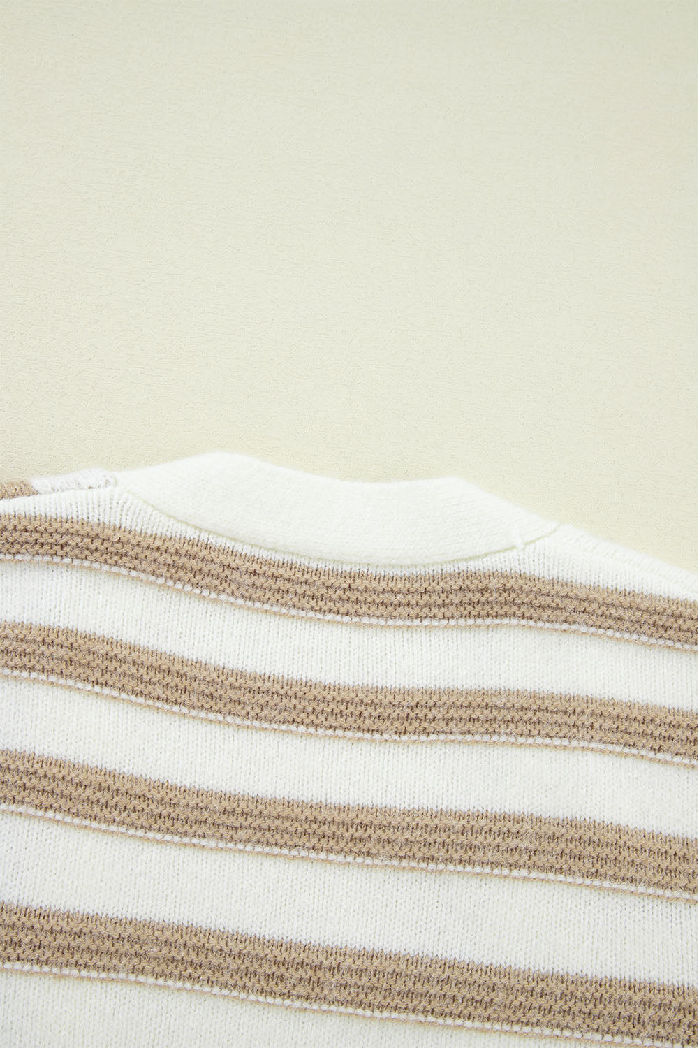 Beige Striped Knitted Cardigan