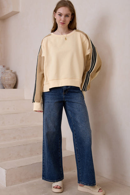 Beige Striped Sweatshirt