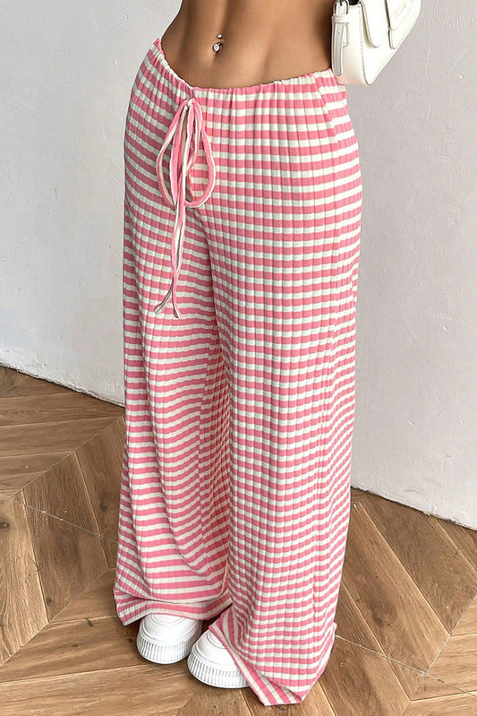 Pink Striped Drawstring Pants