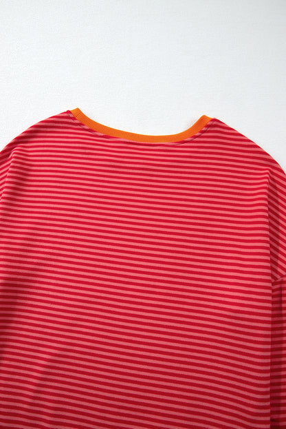 Tomato Red Striped Top