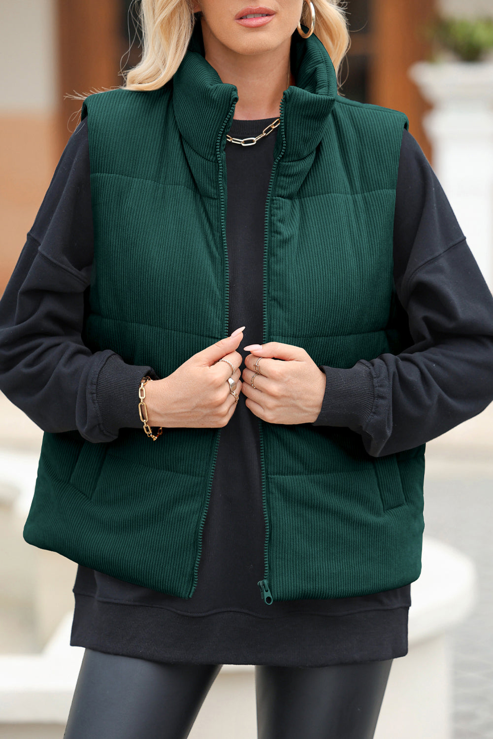 Jungle Green Corduroy Vest Coat