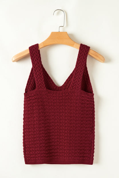 Burgundy Cable Knit Pointelle Camisole