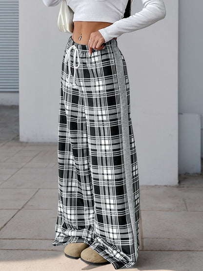 Perfee Plaid Wide Leg Pants