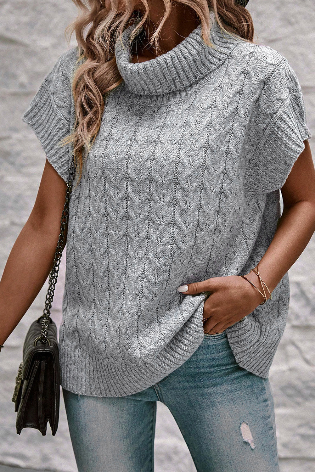 Grey Short Sleeve Sweater