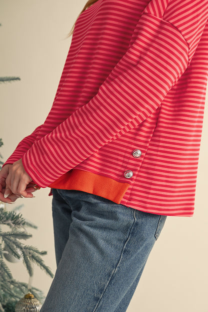 Tomato Red Striped Top