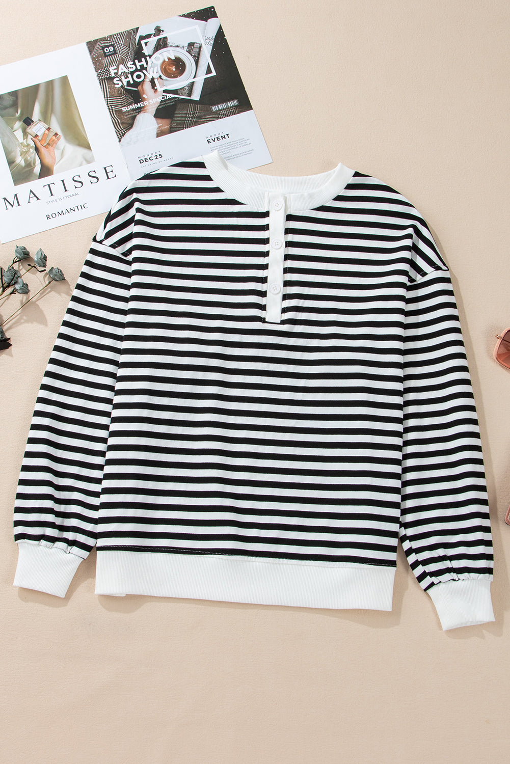 White Striped Oversized Sweatshirt