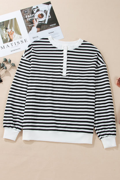 White Striped Oversized Sweatshirt