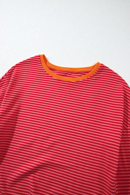 Tomato Red Striped Top