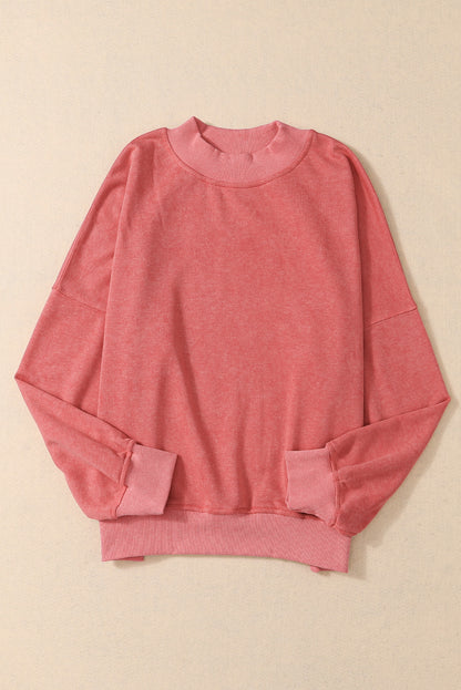 Plain Drop Shoulder Crew Neck Pullover Sweatshirt