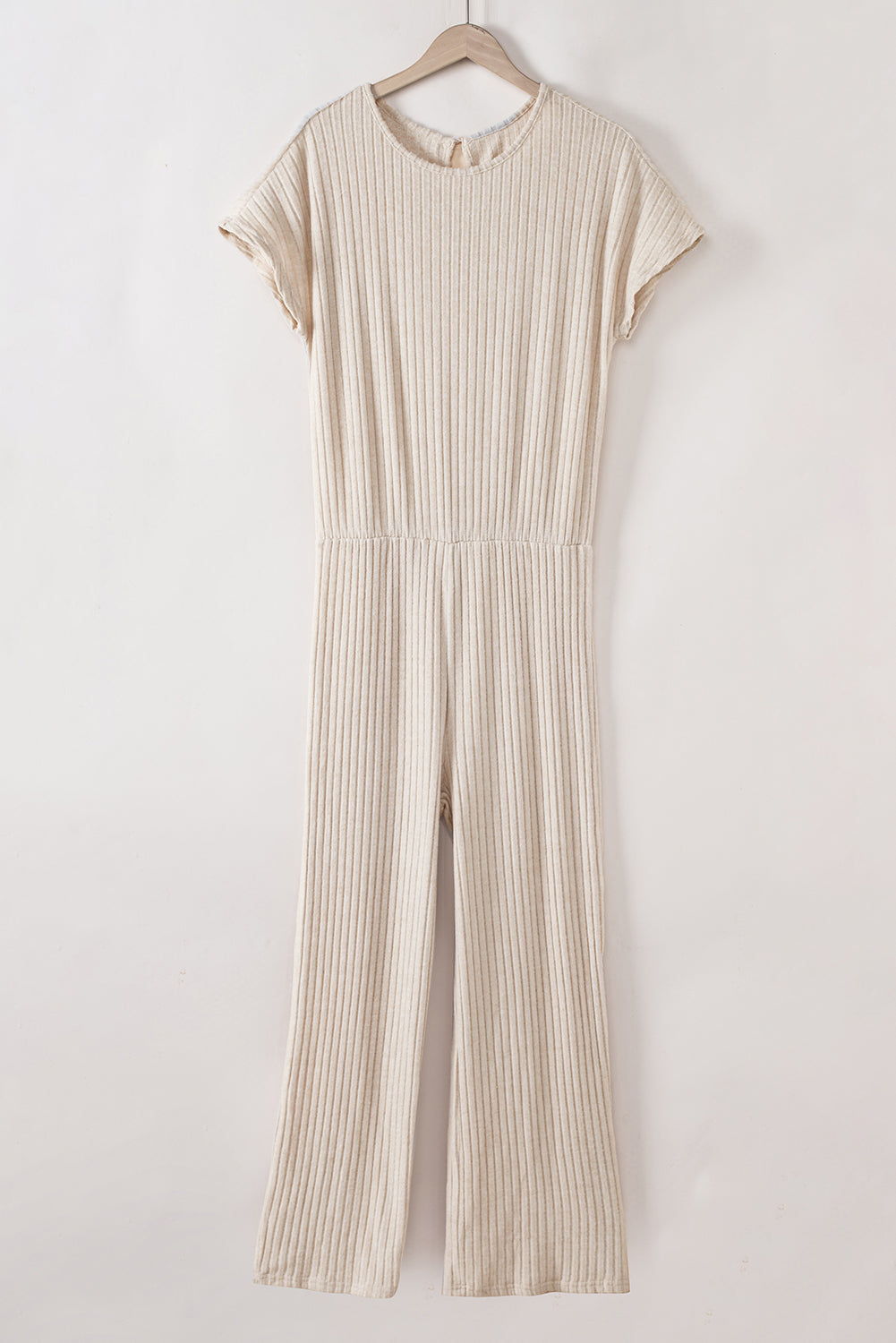 Ribbed Short Sleeve Wide Leg Jumpsuit