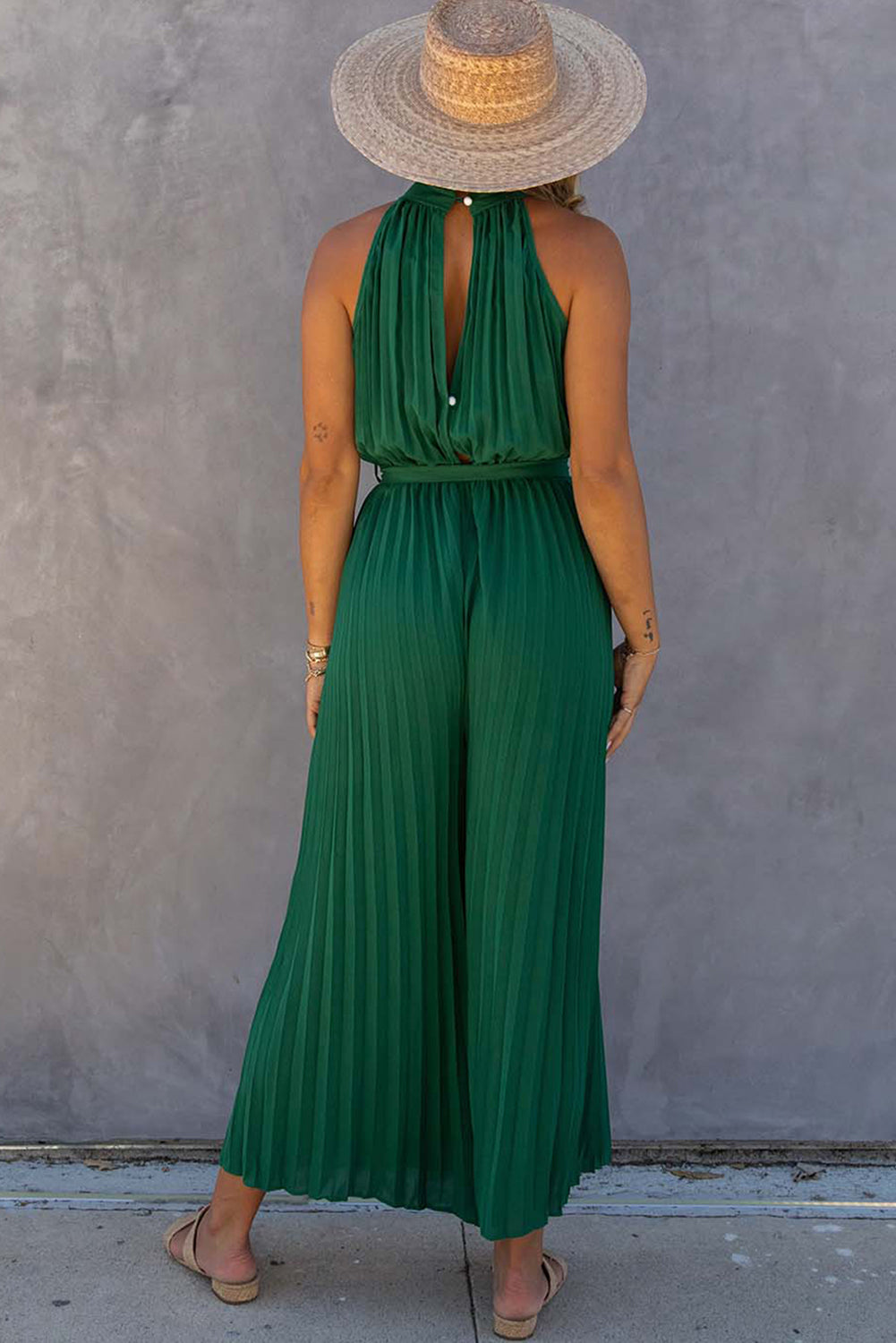 Green Elegant Wide Leg Jumpsuit