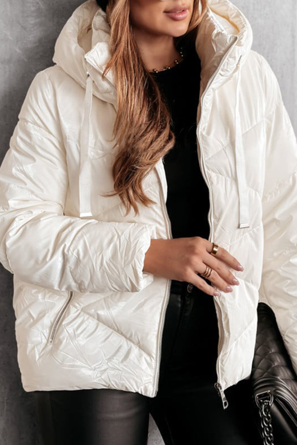 White Quilted Puffer Coat