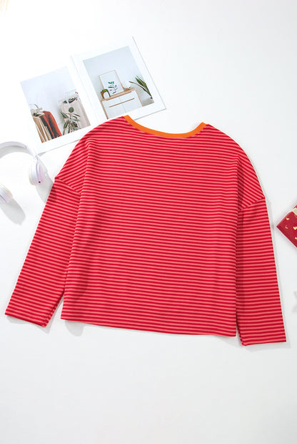 Tomato Red Striped Top