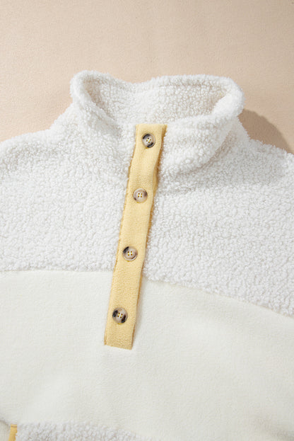 Beige Fleece Sweatshirt with Pocket