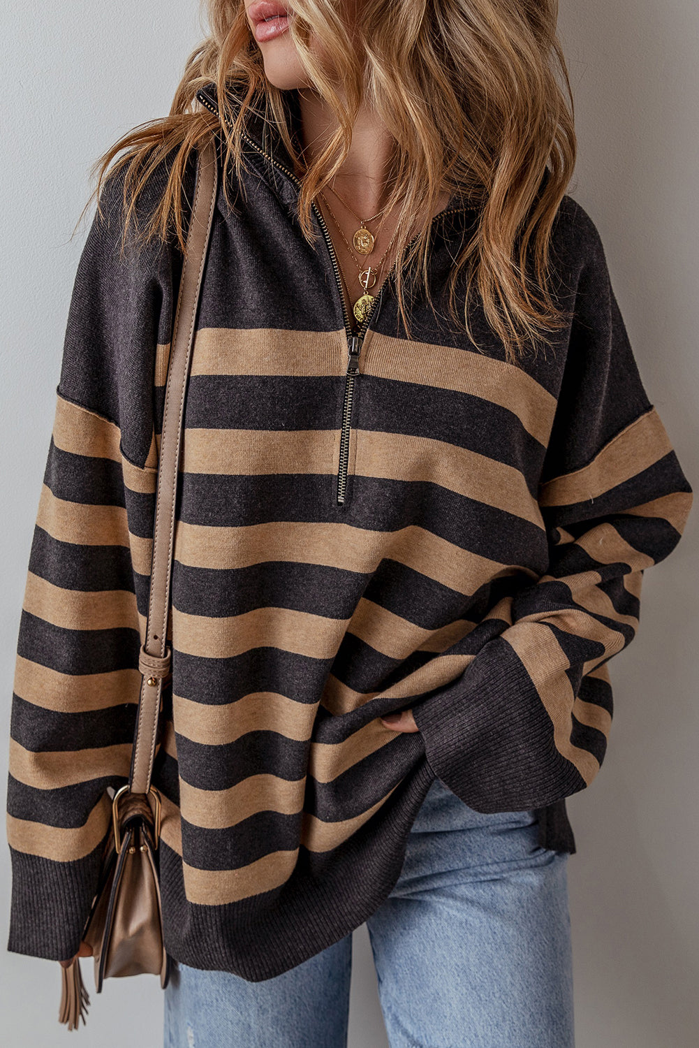 Black Striped Oversized Sweater