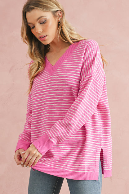 Pink Striped Knitted Sweater