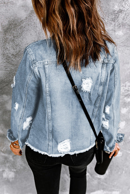 Light Blue Distressed Denim Jacket