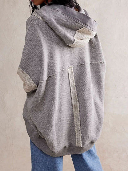 Exposed Seam Hooded Cardigan