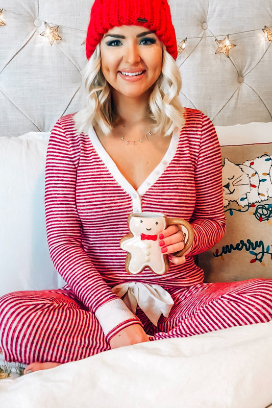 Red Striped Pajama Set