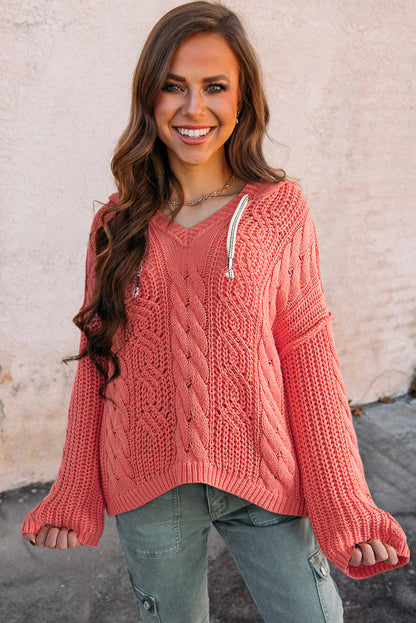 Cable Knit Hooded Sweater