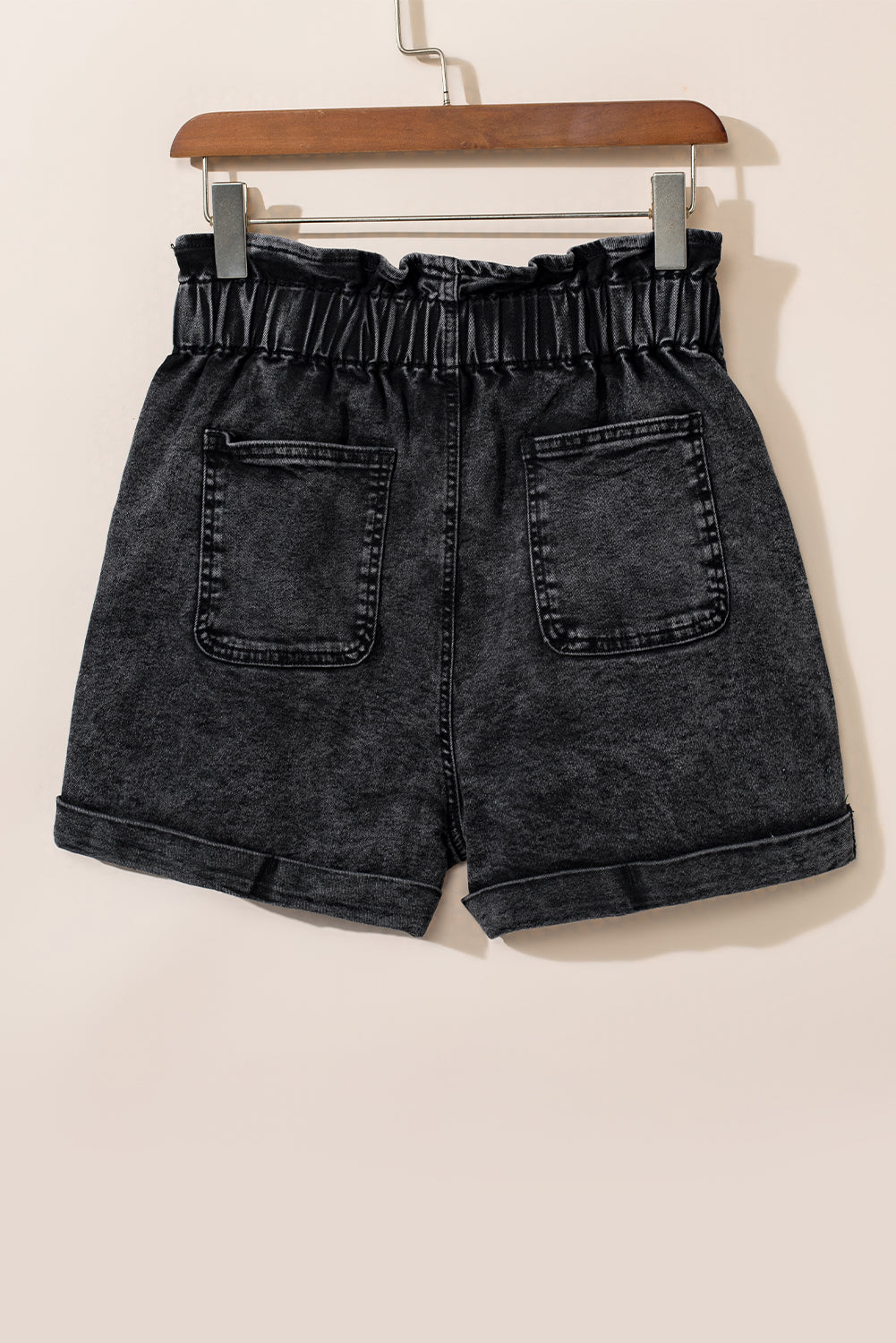 Vintage Washed Frilled High Waist Denim Shorts