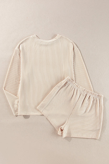 Parchment Sweatshirt and High Waist Shorts Set