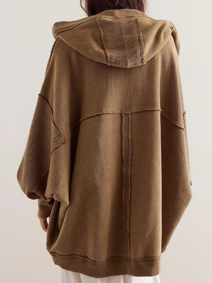 Exposed Seam Hooded Cardigan