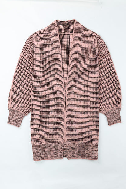 Pink Casual Knit Long Cardigan