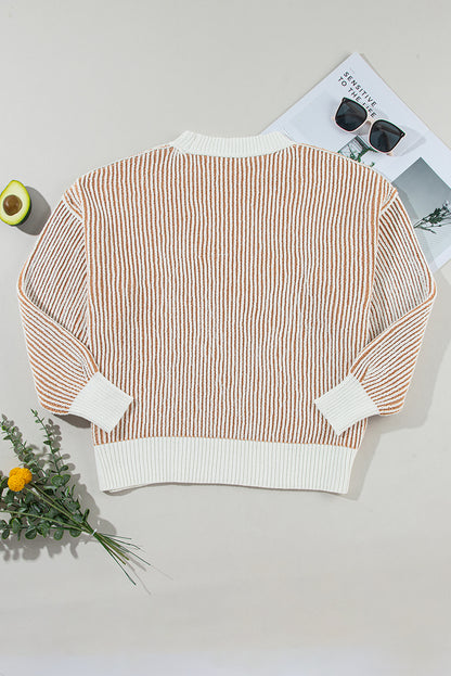 Chestnut Striped Loose Sweater