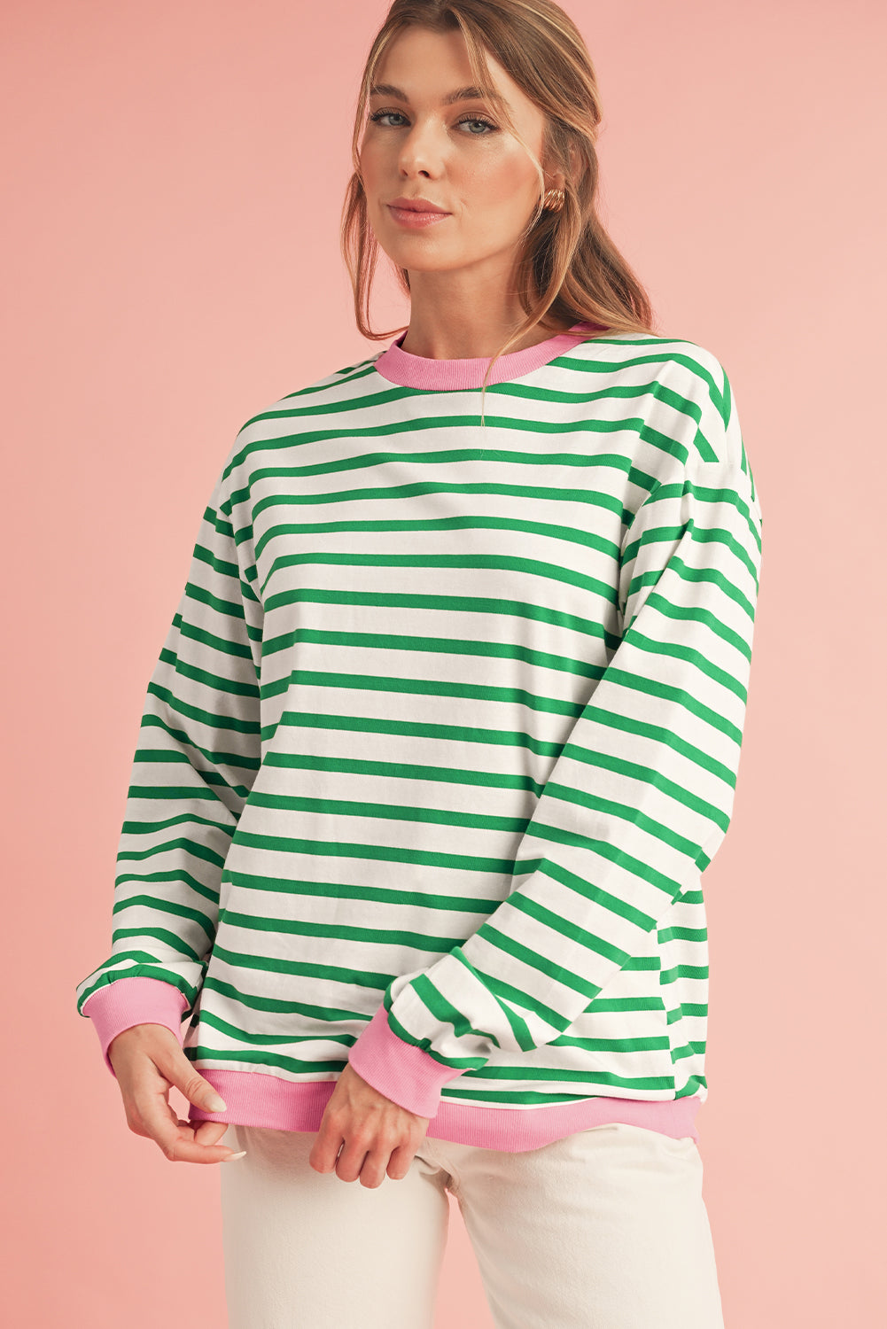 Bright Green Striped Top