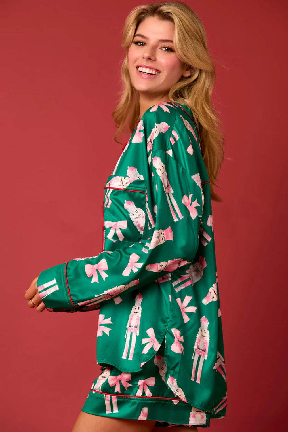 Green Nutcracker Print Pajama Set